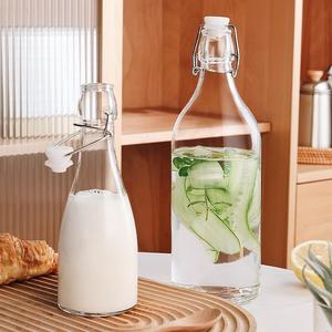 密封无铅玻璃冷水瓶家用凉水壶豆浆牛奶饮料冷水杯装水容器果汁瓶