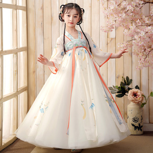 汉服女童夏季古装连衣裙超仙中国风唐装儿童洋气雪纺小女孩公主裙