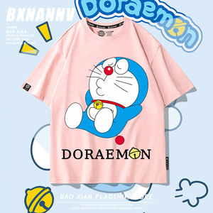 哆啦a梦联名T恤男短袖日系机器猫叮当猫周边二次元夏季儿童衣服棉