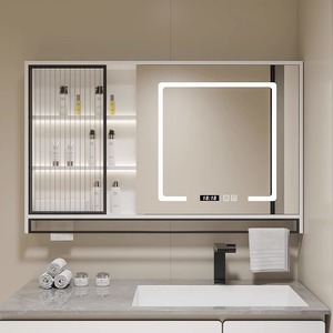 卫生间浴室智能镜柜单独卫浴收纳镜子除雾浴室镜门在右实木置物柜