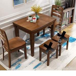伸缩长方形简约.实木可餐桌歺家用饭餐桌桌椅轻奢小户型折叠现代