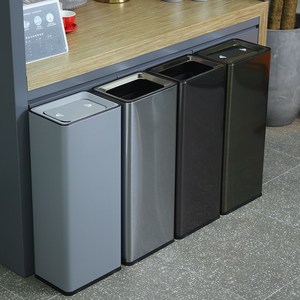 公共洗手间擦手纸垃圾桶不锈钢摇盖加高洗手台办公室收纳桶大容量