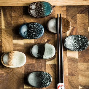 日式筷子架托陶瓷餐具复古勺筷托筷枕筷架家用精致放筷子的架子托
