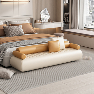 法式奶油风轻奢卧室大师设计床尾凳极简床边凳床榻床尾置物沙发凳