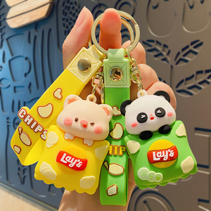 可爱熊猫小猪车钥匙扣女生2024年新款治愈系书包挂件小饰品钥匙链