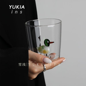 YUKI做只骄傲的鸭子 中古小仙女玻璃水杯酒杯茶杯饮料杯日式ins杯
