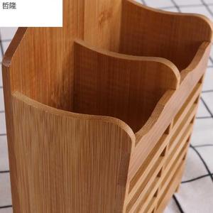家用多功能竹制筷笼创意壁挂式筷子筒盒沥水筷子架厨房竹木置物架