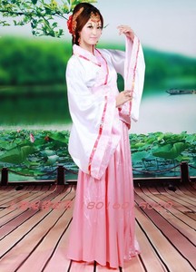 上海演出服装粉红色唐宋汉古装租赁年会节日节目表演侍女话剧cos