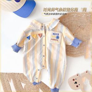 新生儿潮服新品婴儿连体衣秋装男宝宝衣服春秋06个月哈衣爬服纯棉