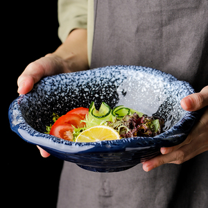 创意不规则陶瓷碗大码加厚深碗水果沙拉碗汤面碗麻辣烫碗餐厅商用