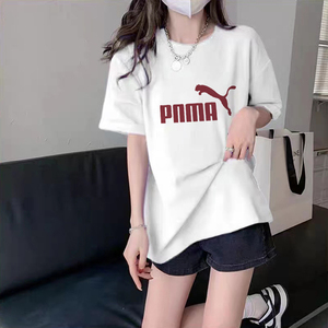 Puma彪马短袖T恤女2024夏季新款圆领休闲经典大标宽松大码半袖潮