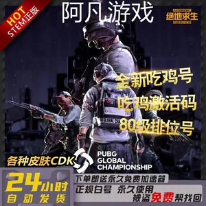 绝地求生帐号80级排位号pubg账号皮肤号激活码白号成品号吃鸡账户