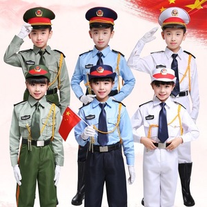 国庆中小学生升旗手服装套装夏季仪仗队幼儿园男女童演出服军人装