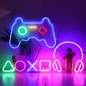 LED霓虹灯PS4符号游戏手柄耳机墙面电竞房间创意布置装饰灯氛围灯