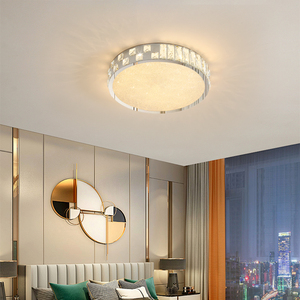 水晶圆形卧室吸顶灯银色后现代简约客厅大气主灯创意长方形大厅灯