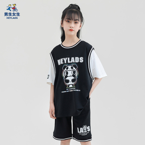 【CC家居控】国民女大童洋气套装夏季儿童休闲运动篮球服