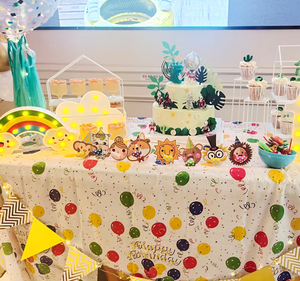 ins生日会场一次性桌布甜品台装饰场景布置儿童宝宝周岁派对用品