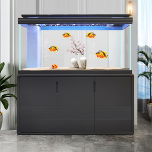 鱼缸大型家用客厅玄关隔断带柜带水族箱底滤专业级龙鱼缸超白玻璃
