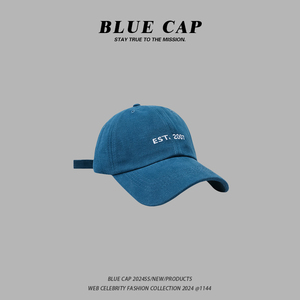 BLUE CAP夏季简约显脸小字母棒球帽子女韩版百搭遮阳情侣鸭舌帽男