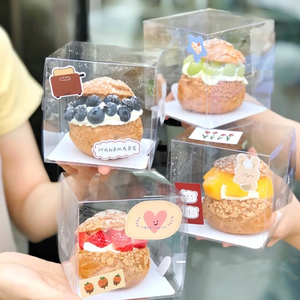 脆皮泡芙包装盒2寸蛋糕盒一次性小蛋糕切块包装盒透明烘焙塑料盒