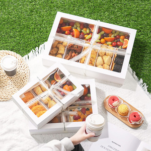 白色牛皮纸野餐盒一次性打包盒露营郊游烧烤烤肉水果甜品轻食盒子