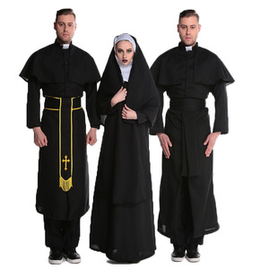 万圣节 服装成人cosplay情侣修女牧师神父长袍圣母玛利亚衣制禁欲