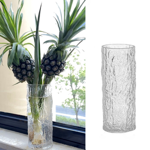 水培菠萝花瓶冰纹玻璃花瓶摆件客厅插花透明水百合玫瑰水培鲜花瓶