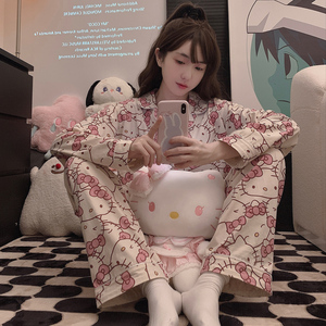 hellokitty凯蒂猫睡衣睡裤纯棉套装女春秋款长袖网红风可爱家居服