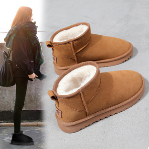 雪地靴女2023新款冬季保暖加绒短靴东北防水棉鞋女士内增高短靴子