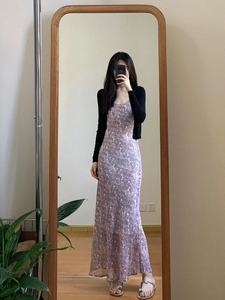 法式高级感小个子紫色气质吊带连衣裙仙气超仙森系减龄裙子女夏季