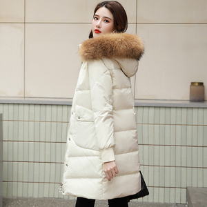 羽绒服女冬装中长款2020年新款韩版修身白鸭绒女士小个子白色外套