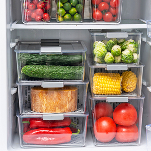 冰箱蔬菜水果分装保鲜盒厨房分隔收纳冷藏长方形沥水盒分类整理盒