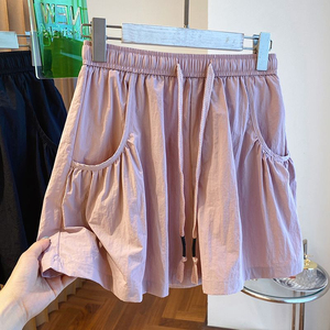 超大码2-300斤夏季小众设计感高腰a字休闲短裤女显瘦速干薄款热裤
