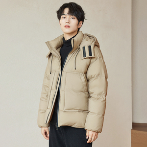 冬季白鸭绒羽绒服男士2023年新款韩版短款加厚保暖男装面包服外套