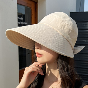 帽子女夏天防晒遮阳帽大帽檐遮脸太阳帽可折叠大头围中老年空顶帽