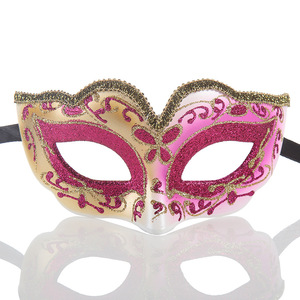 新款儿童女孩半脸金粉面具表演派对假面化妆舞会威尼斯创意面罩