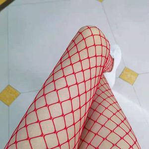 红色渔网袜女夏季大中小网眼防勾丝镂空糖果色减龄美腿性感连裤袜