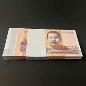 柬埔寨100瑞尔整刀100张 活动礼品外国钱币外币纸币收藏真币货币