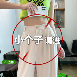 韩国窄版白色西装阔腿裤女2024年夏季新款薄款小个子冰丝直筒裤子
