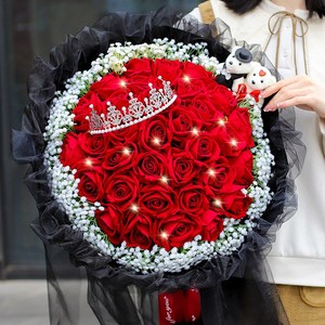 520情人节鲜花速递同城配送女友33朵红玫瑰花束生日北京配送店