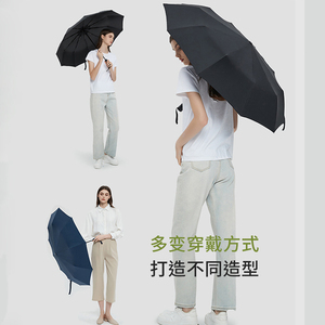 VVC自动伞黑胶防晒遮阳伞男女款简约商务三折晴雨伞加固防紫外线