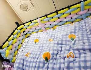 ins超粗毛线长条打结床围 婴儿床宝宝床缠绕防撞保护木质围栏软包