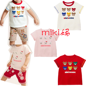 miki妈新款童装3色卡通熊头兔头短袖全棉幼儿园宝宝男女儿童t恤潮