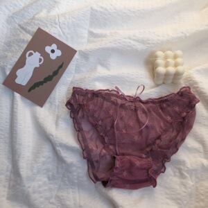 鹿儿岛ins风蔷薇紫色小性感星星蕾丝三角裤女葡萄色微透网纱内裤 阿里巴巴找货神器