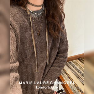 MARIE LAURE CHAMOREL 法式手工刺绣金属流苏重工绑带项链choker