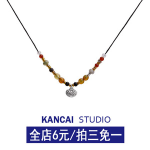KANCAI新中式平安锁串珠项链女款夏季轻奢小众手工编制精致锁骨链