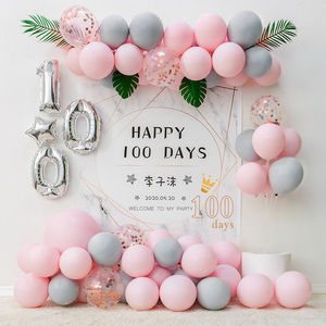女宝宝百天宴布置百日气球装饰背景墙生日海报定制公主婴儿100天