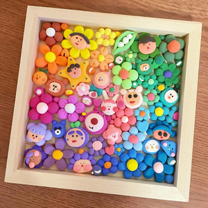 幼儿园超轻黏土画框儿童手工制作粘土DIY木质立体画框雪花泥相框