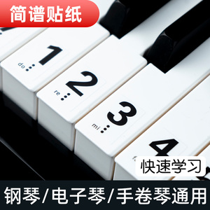 88/61/54键通用钢琴键盘贴纸电子琴琴贴初学用五线谱简谱键位贴纸