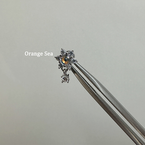 Orange Sea精致月光石六芒星耳骨钉小巧锆石吊坠钛钢螺丝耳钉耳环